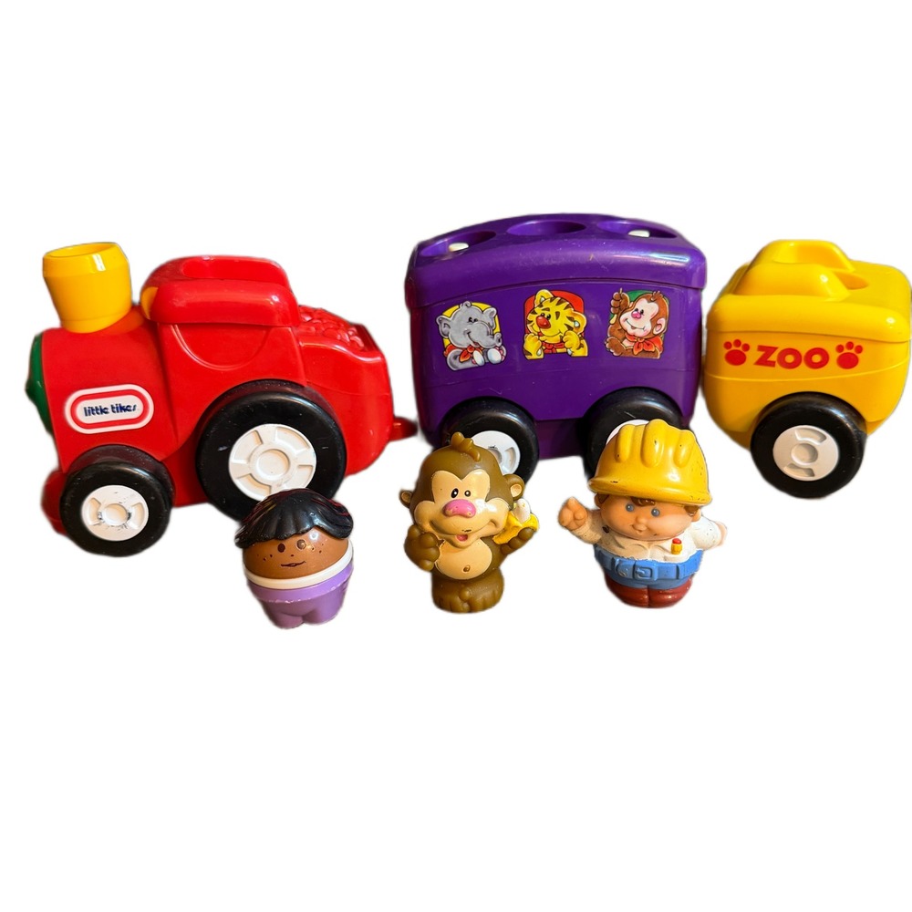 Little Tikes Zoo Train Set with Red Engine Purple Trailer 3 Figures *NO SOUND*